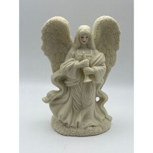 Ks Collection Angel Figurine Cream Glitter Wings Trumpet Musical Decor 5.5 Inch‎